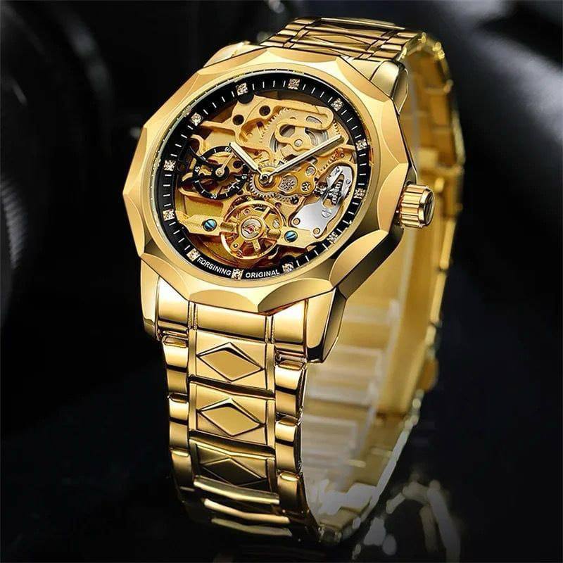 FORSINING AUTOMATIC WATCH AUTOMATIC MOVEMENT LUMINOUS ARMS STAINLESS STEEL WATER RESISTANT ENQUIRIES