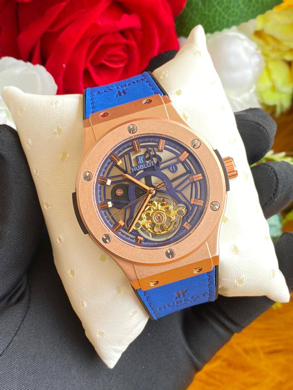 #HUBLOT AUTOMATIC GENTS WATCH TOURBILLON MACHINE WATER RESISTANT HUBLOT BRANDED BOX