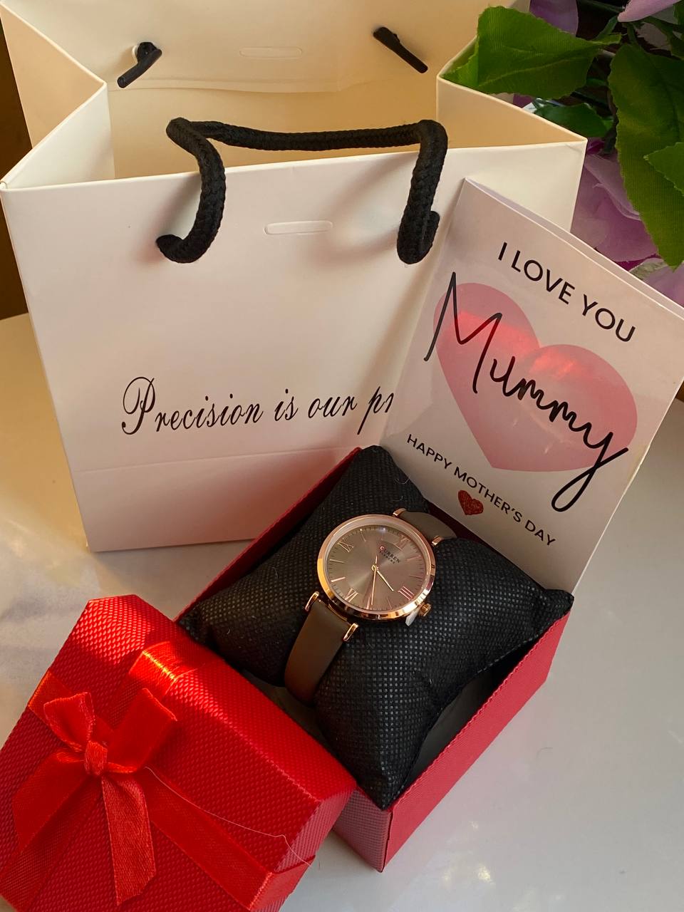 MOTHERS DAY GIFT PACKAGE (CURREN EDITION) WATCH,BOX,CARD,BAG STAINLESS STEEL WATER RESISTANT BATTERY POWERED