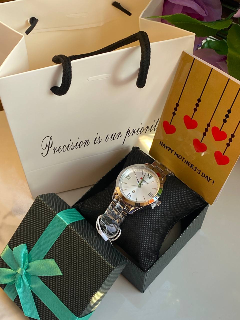 MOTHERS DAY GIFT PACKAGE (CURREN EDITION) WATCH,BOX,CARD,BAG STAINLESS STEEL WATER RESISTANT BATTERY POWERED