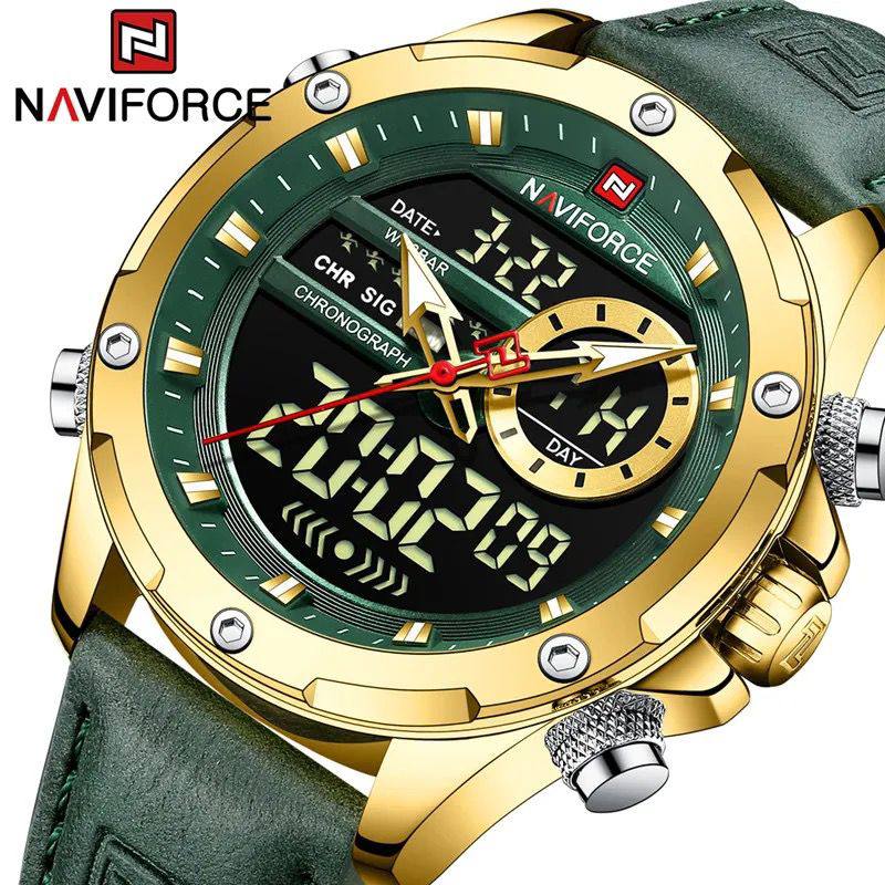 NAVIFORCE GENTS WATCH #9208 DIGITAL AND ANALOGUE DISPLAY WATER RESISTANT POWER BUTTON BATTERY POWERED DIGITAL DAY&DATE DISPLAY & ENQUIRIES