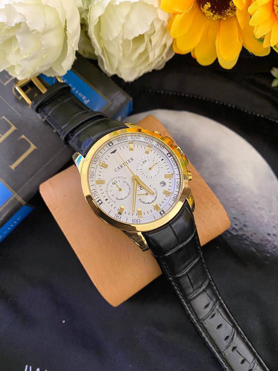 CARTIER MEN WATCH CHRONOGRAPH MOVEMENT DATE DISPLAY WATER RESISTANT ENQUIRIES