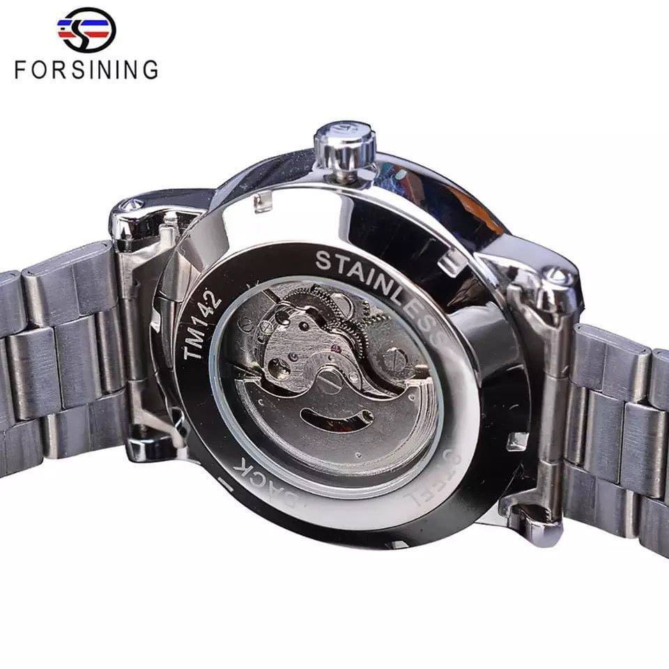 FORSINING AUTOMATIC GENTS WATCH AUTOMATIC MOVEMENT WATER RESISTANT STAINLESS STEEL COMES A BRANDED GIFT BOX ENQUIRIES