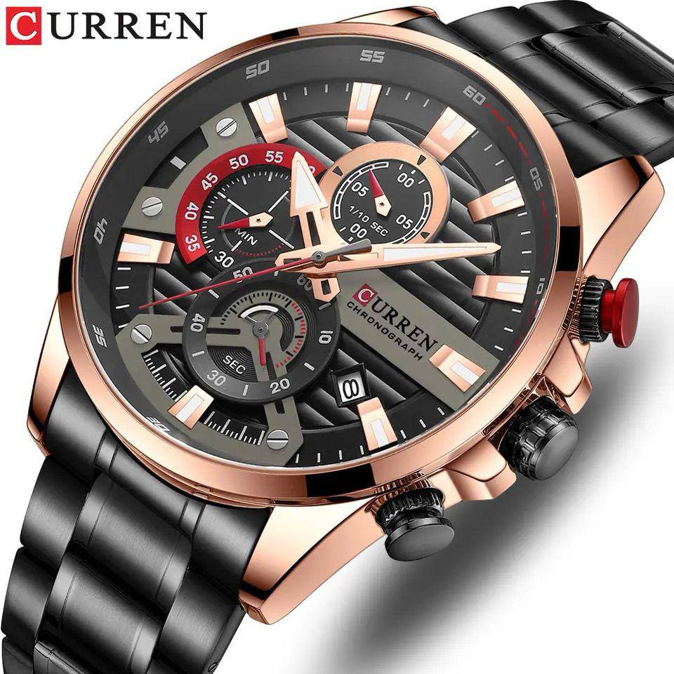 CURREN GENTS #8415 WATER RESISTANT BATTERY POWERED DATE DISPLAY CHRONOGRAPH MOVEMENT LUMINOUS 2 COLOR OPTIONS CURREN BRANDED BOX ENQUIRIES