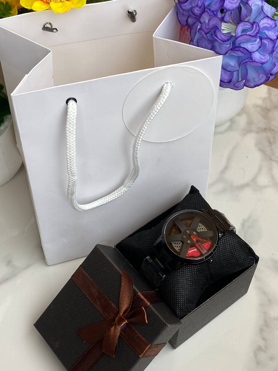 WHEEL WATCH INSPIRED X BAG X BOX STAINLESS STEEL BATTERY POWERED NB: WATCH DOES NOT ROTATE