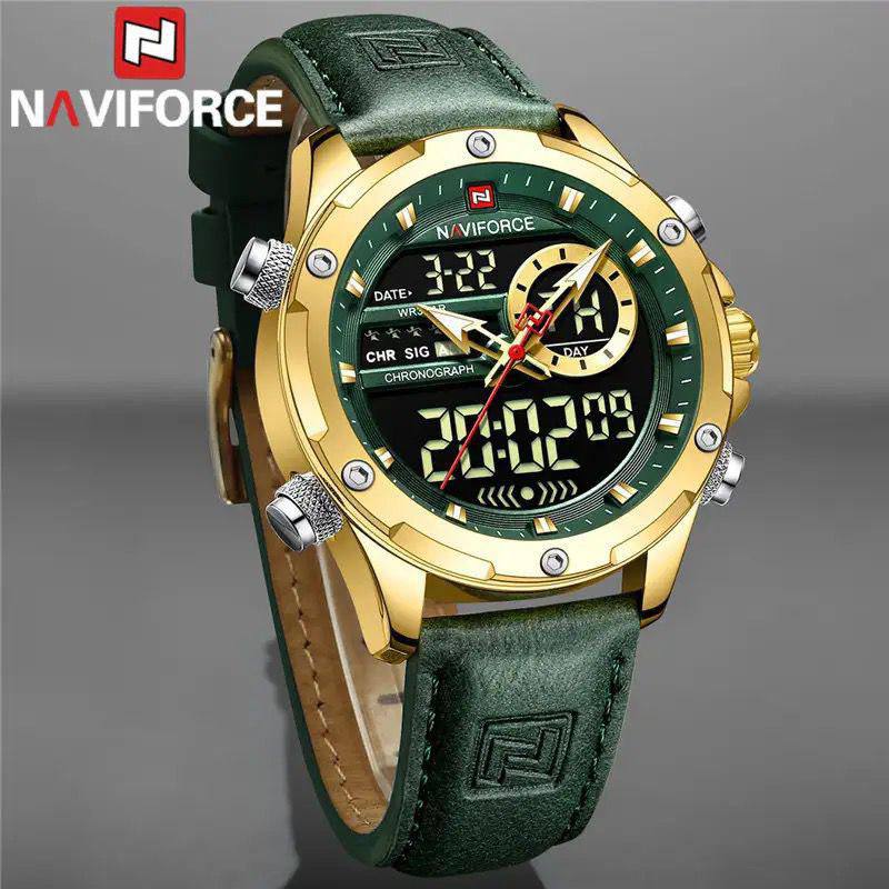 NAVIFORCE GENTS WATCH #9208 DIGITAL AND ANALOGUE DISPLAY WATER RESISTANT POWER BUTTON BATTERY POWERED DIGITAL DAY&DATE DISPLAY & ENQUIRIES