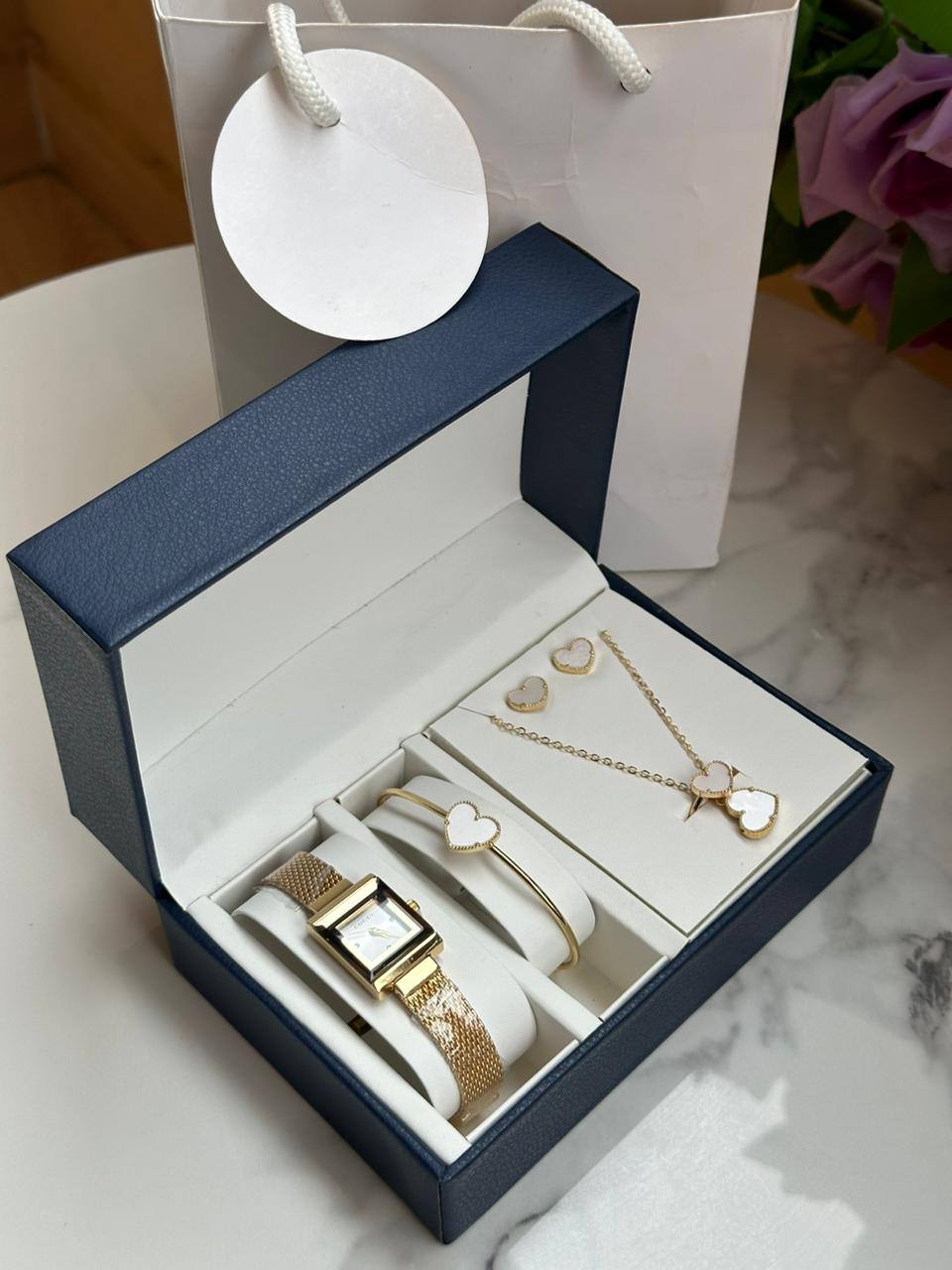 5 1 GIFT SETS WATCH NECKLACE EARRINGS BRACELET RING GIFT BAG