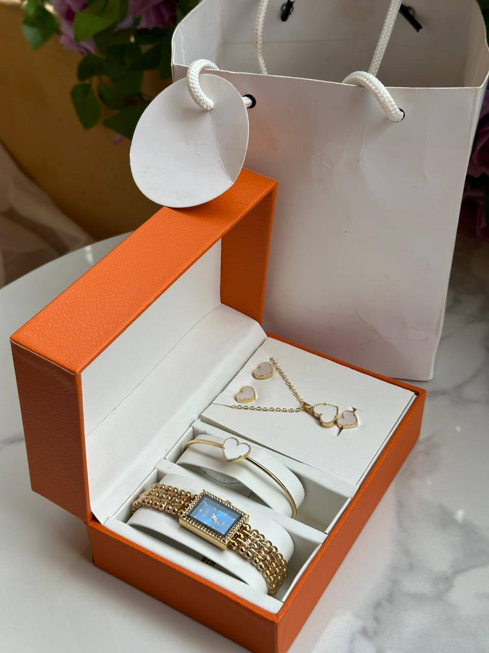 5 1 GIFT SETS WATCH NECKLACE EARRINGS BRACELET RING GIFT BAG