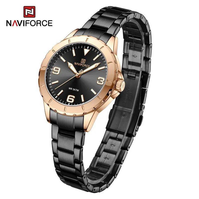 NAVIFORCE LADIES #NF 5022 DATE DISPLAY WATER RESISTANT 50 ATM STAINLESS STEEL LUMINOUS FUNCTION BLUE ROSE GOLD BLACK SILVER ENQUIRIES