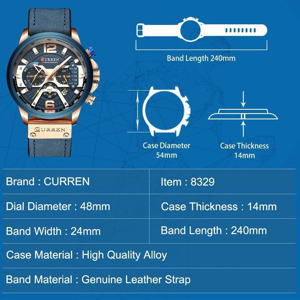 CRRJU CHRONOGRAPH MEN WATCH ADJUSTABLE MESH STRAP CHRONOGRAPH MOVEMENT DATE DISPLAY WATER RESISTANT BATTERY POWERED CRRJU BRANDED BOX