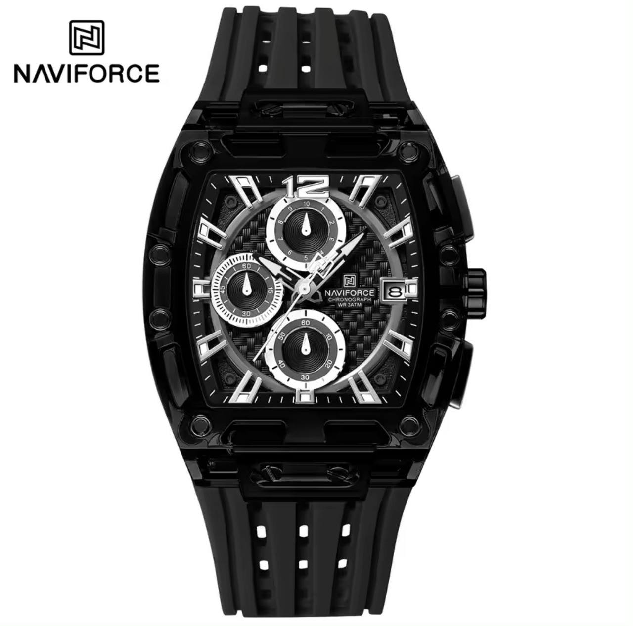 NAVIFORCE NF7105 CHRONOGRAPH TRANSPARENT DESIGN WATERPROOF SILICON STRAP DATE DISPLAY & ENQUIRIES