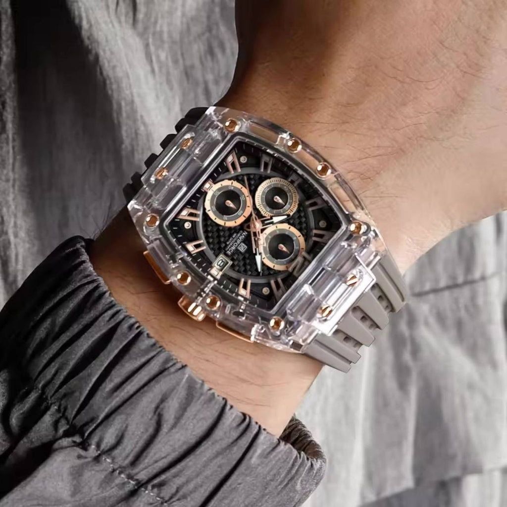 NAVIFORCE NF7105 CHRONOGRAPH TRANSPARENT DESIGN WATERPROOF SILICON STRAP DATE DISPLAY & ENQUIRIES