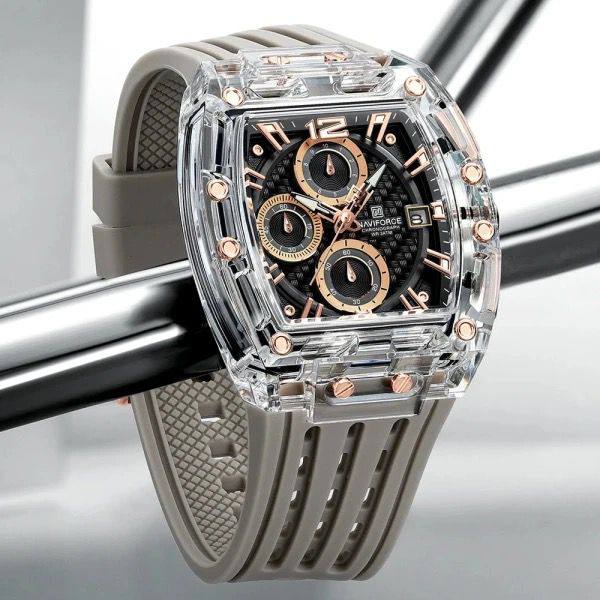 NAVIFORCE NF7105 CHRONOGRAPH TRANSPARENT DESIGN WATERPROOF SILICON STRAP DATE DISPLAY & ENQUIRIES