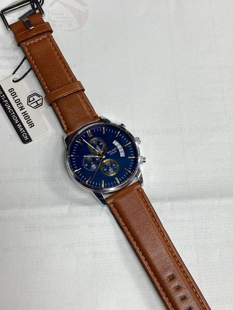 GOLDEN HOUR LEATHER CHRONOGRAPH WATCH