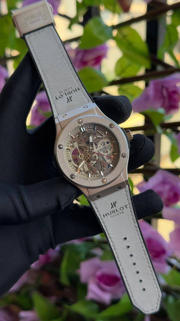 HUBLOT AUTOMATIC GENTS WATCH TOURBILLON MACHINE WATER RESISTANT LEATHER X RUBBER HUBLOT STRAP AND ENQUIRIES