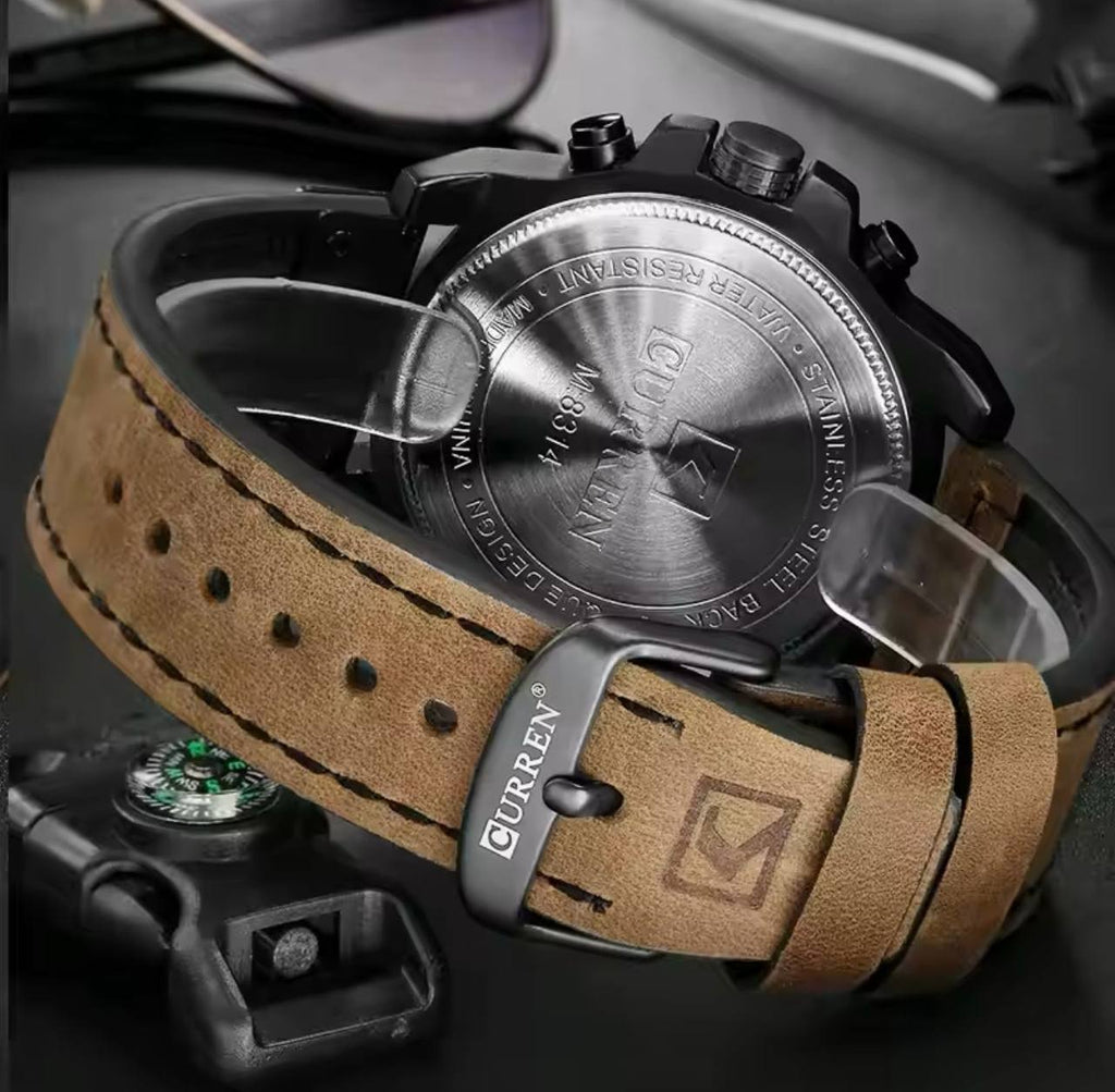 CURREN 8314 WATER RESISTANT LEATHER STRAP CHRONOGRAPH DATE DISPLAY CURREN BRANDED BOX AND ENQUIRIES