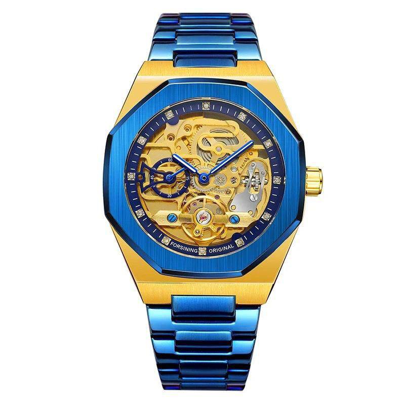 FORSINING AUTOMATIC SKELETON WATCH GOLDGOLD WHITE GOLD BLACKSILVERBLACK BLUE SILVER BLUE GOLD WATER RESISTANT STAINLESS STEEL AUTOMATIC MOVEMENT AND ENQUIRIES +254712975995